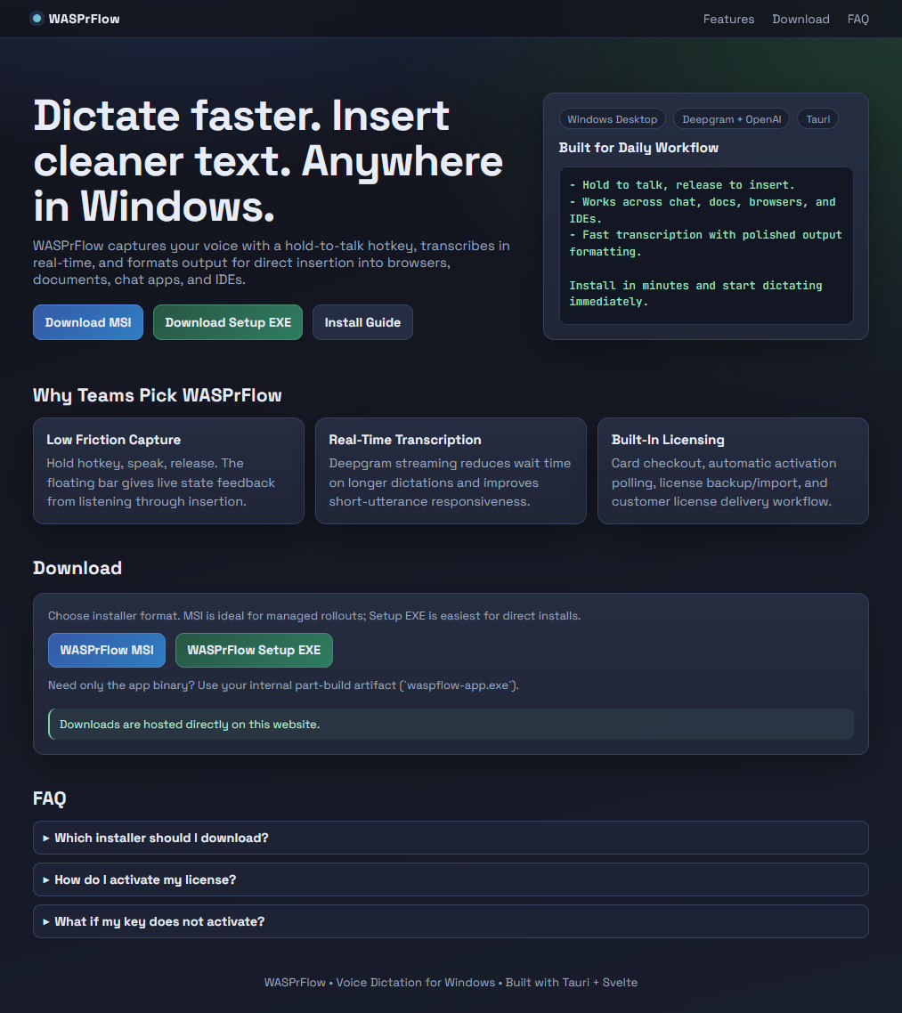 WASPrFlow website download section